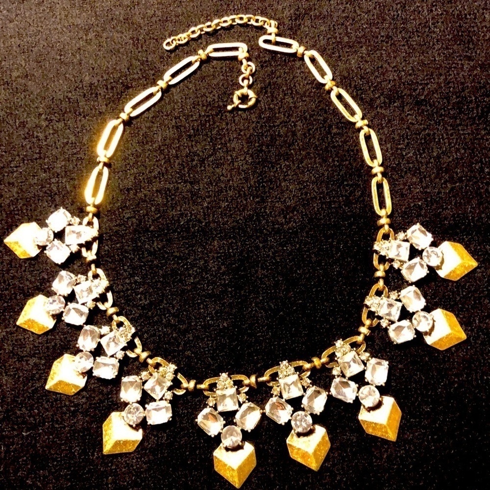J.crew rhinestone and gold toned statement necklace. Stunning and classic. EUC